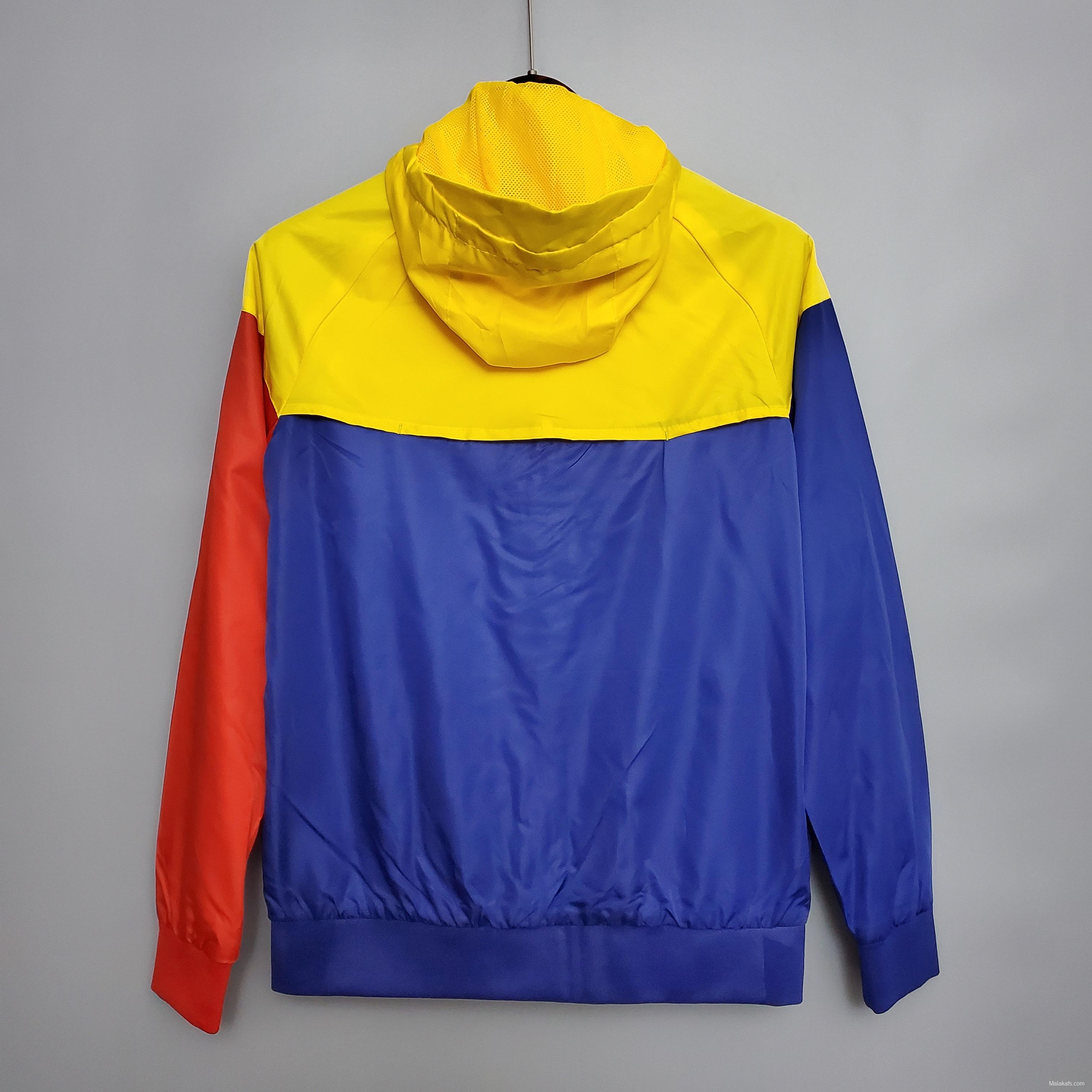 Barcelona classic style Windbreaker Soccer Jersey Blue - Red - Yellow