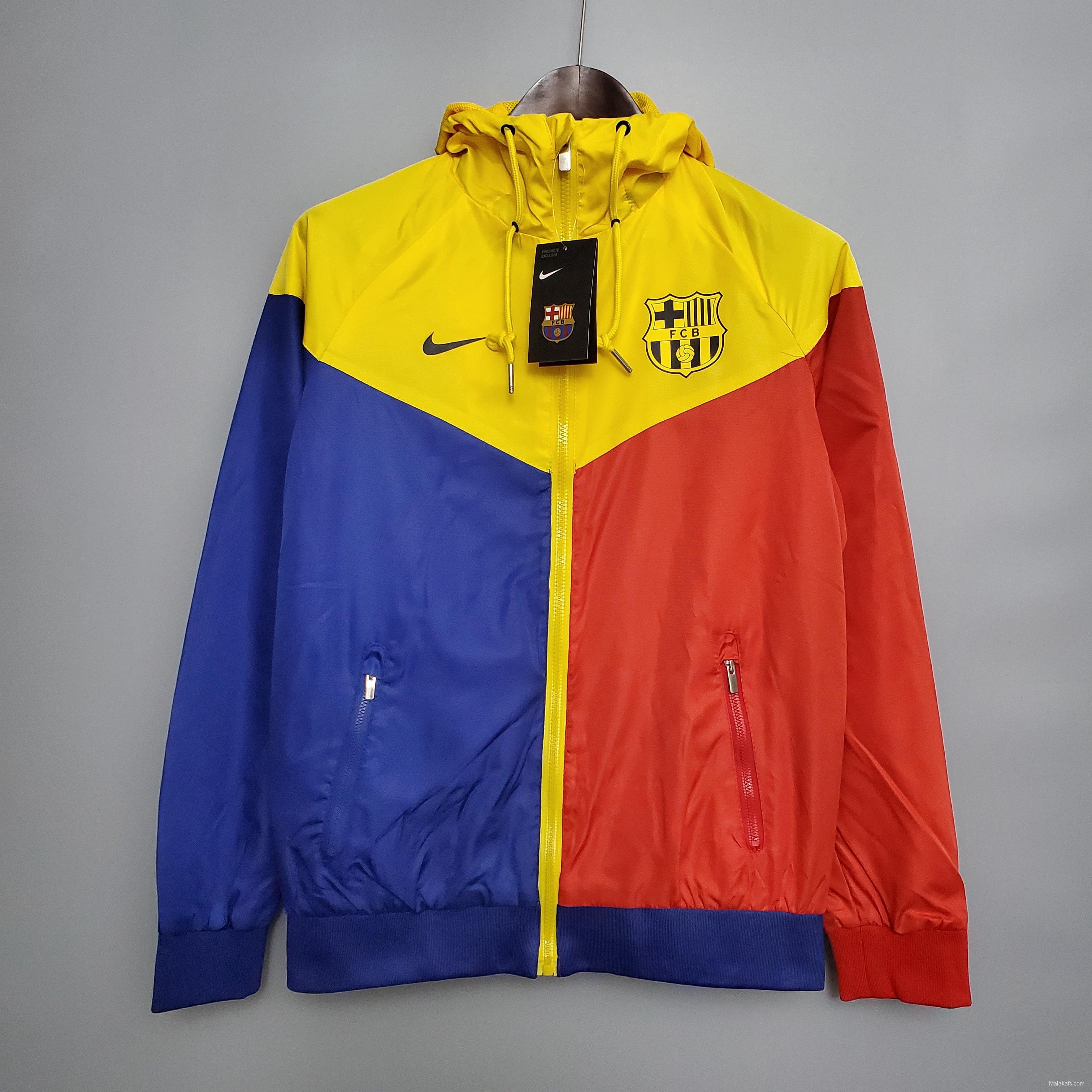 Barcelona classic style Windbreaker Soccer Jersey Blue - Red - Yellow