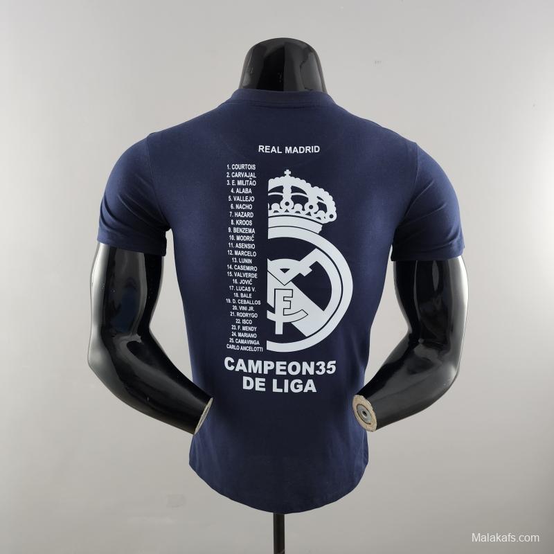 22 23 Real Madrid Mens Campeón 35 T-Shirt Navy #K000167