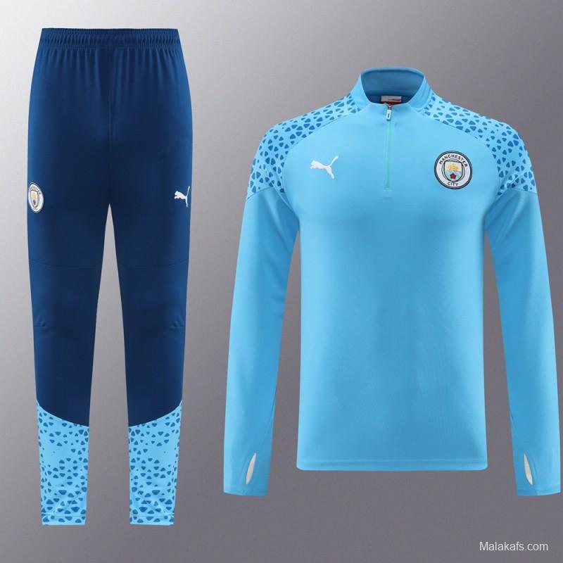 23/24 Manchester City Blue Half Zipper Jacket+Pants