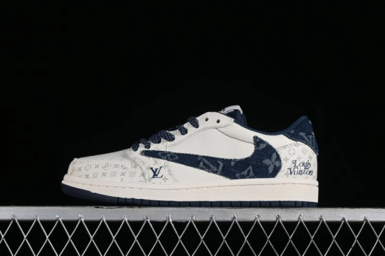 Nike Air Jordan 1 Low OG SP Travis Scott x Fragment Design Retro Sneakers with Reverse Swoosh - SJ2068-004