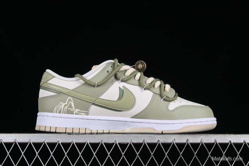 Nike Dunk Low SB Casual Sneakers with Deconstructed Laces and Dragon Well Tea-Inspired Design - DV0831-003