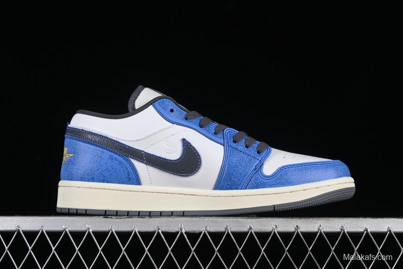 Nike Air Jordan 1 Low Flight Vintage Retro Sneakers in White and Blue - FV8439-104