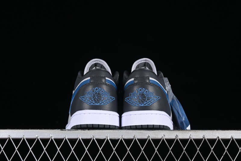 Nike Air Jordan 1 Low AJ1 Black Grey Blue Swoosh Low-Top Lifestyle Basketball Shoes - DC0774-040