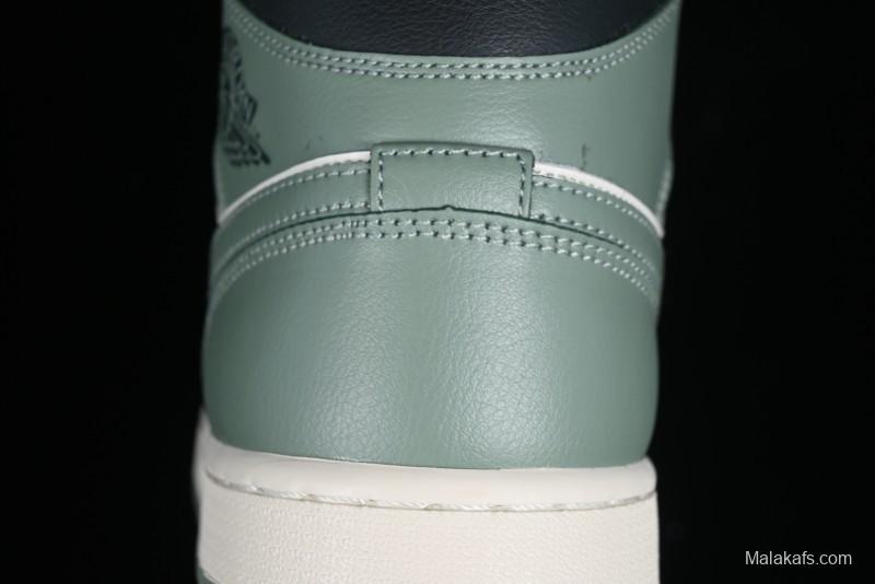 Nike Air Jordan 1 Mid AJ1 Basketball Shoes in Fresh Warm Green - BQ6472-130