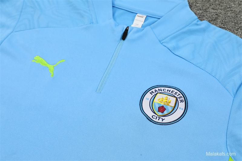 24/25 Manchester City Sky Blue Half Zipper Jacket+Long Pants