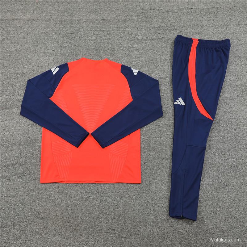 24/25 Manchester United Orange/Navy Half Zipper Jacket+Long Pants