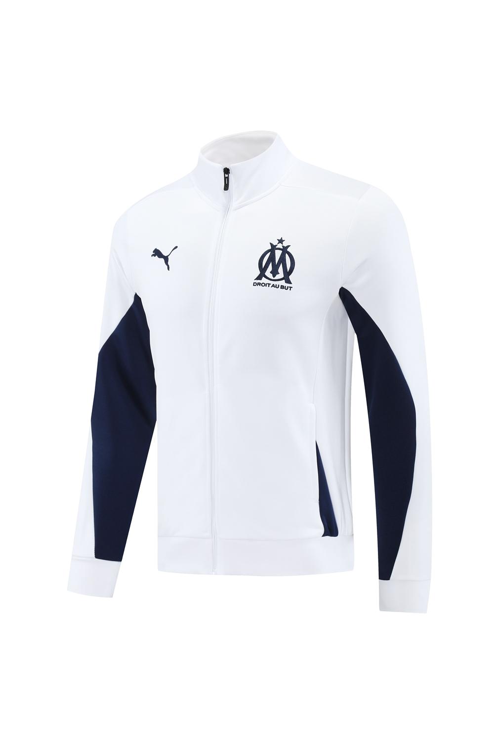 24/25 Olympique Marseille White Full Zipper Jacket +Long Pants