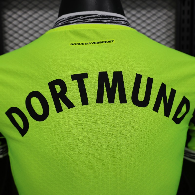 Player Version Borussia Dortmund 25/26 Neon Green Home Jersey with 1&1 Sponsor