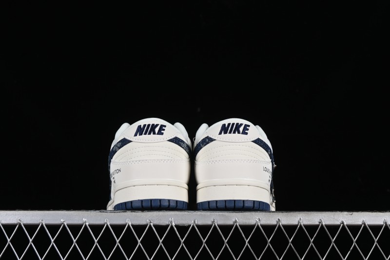 Nike SB Dunk Low LV Collaboration - Dark Blue Denim Anniversary High-End Custom Low-Top Casual Skate Shoes - XP3802-335
