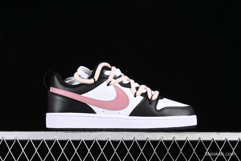Nike Court Borough Low 2 Retro Casual Sneakers in Dark Pink and Black - BQ5448-115
