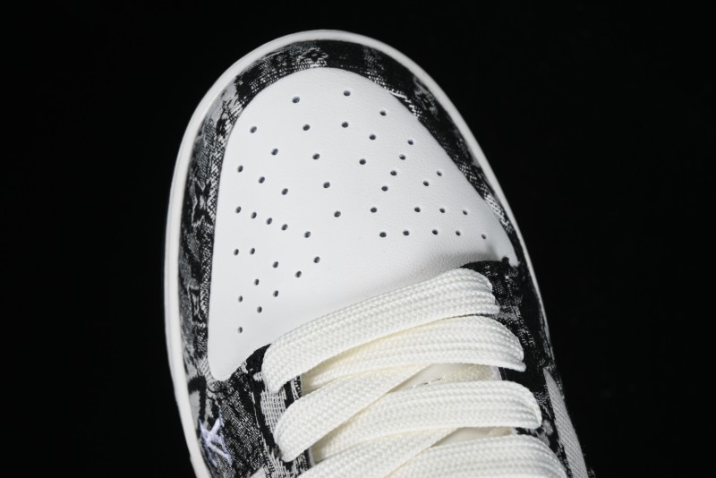 Nike SB Dunk Low LV Collaboration - Black Denim Anniversary High-End Custom Low-Top Casual Skate Shoes - XB3802-351
