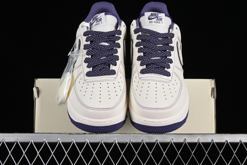 Stussy x Nike Air Force 1 '07 Low Retro Casual Sneakers with Reflective Military Purple - UN1635-222