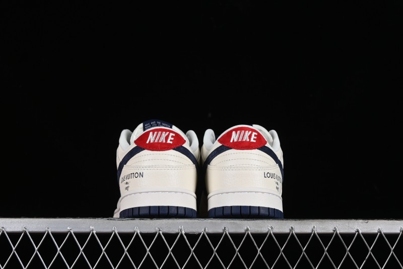 Nike SB Dunk Low LV Collaboration - Suede Navy Blue Anniversary High-End Custom Low-Top Casual Skate Shoes - FC1688-134