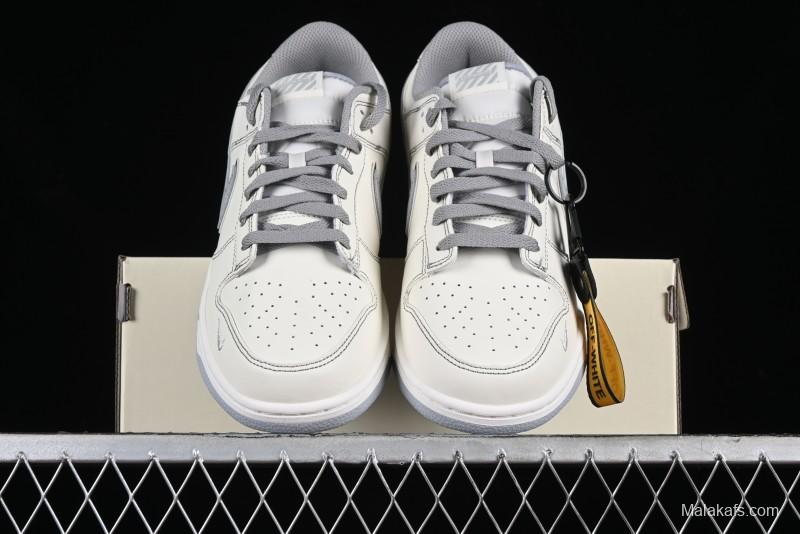 Nike SB Dunk Low OFF-WHITE Collaboration - Light Beige Grey Check Anniversary High-End Custom Low-Top Casual Sneakers - DJ2024-001
