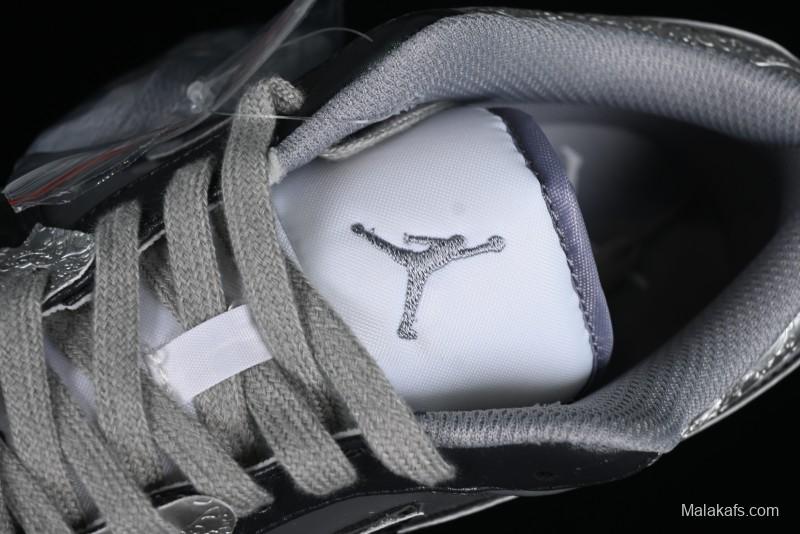 Nike Air Jordan 1 Low AJ1 Panda Prank Modern Gray Silver Black Low-top Casual Sneakers - 553560-053