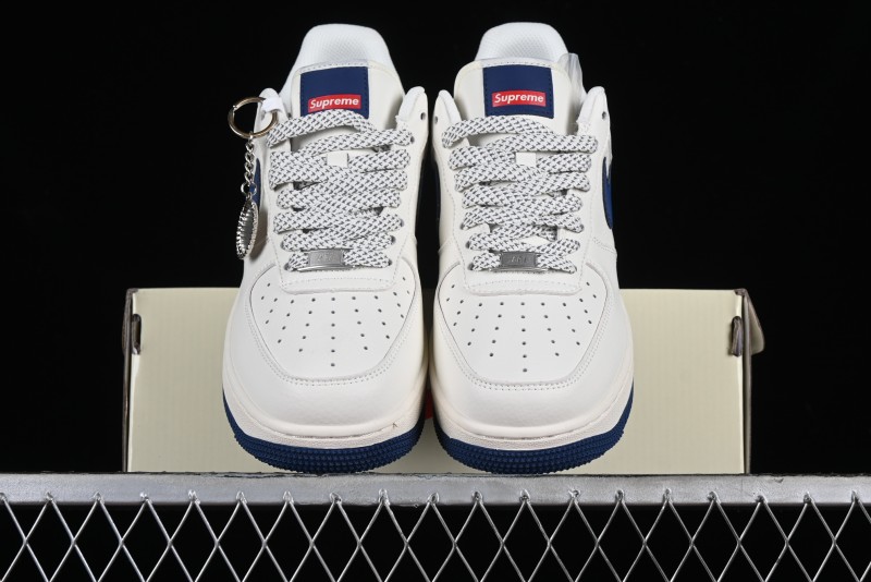 Supreme x Nike Air Force 1 '07 Low Collaboration Dark Blue Casual Sneakers - HD1968-025