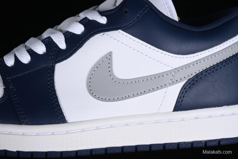 Nike Air Jordan 1 Low AJ1 White Blue Grey Low Top Lifestyle Basketball Shoes - 553558-141