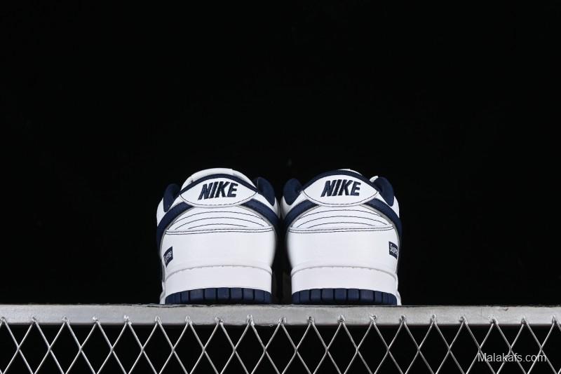 Nike Supreme x SB Dunk Low Collaboration - Navy Blue Anniversary High-End Custom Low-Top Casual Skate Shoes - DY1503-005