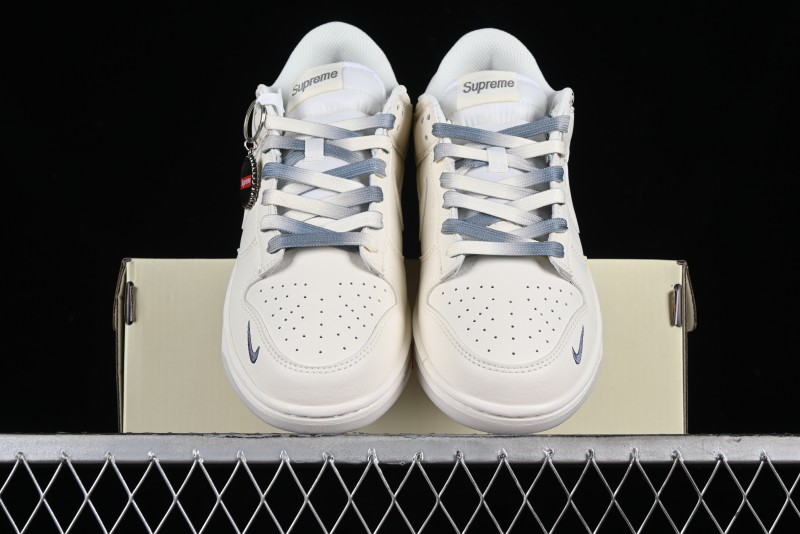 Nike SB Dunk Low Supreme Collaboration - Double Swoosh Anniversary Customized Low-Top Casual Sneakers - BB8675-105