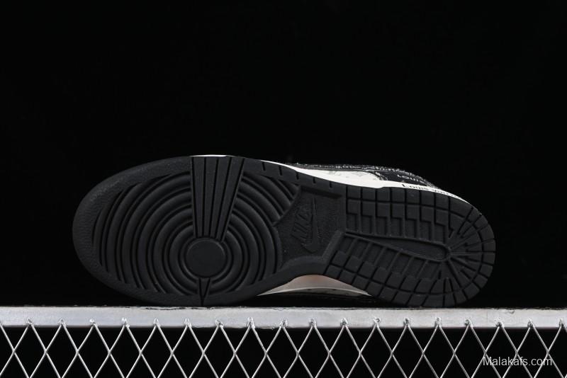 Nike SB Dunk Low LV Collaboration - Black Denim Print Anniversary Custom Low-Top Casual Sneakers - SJ2068-256