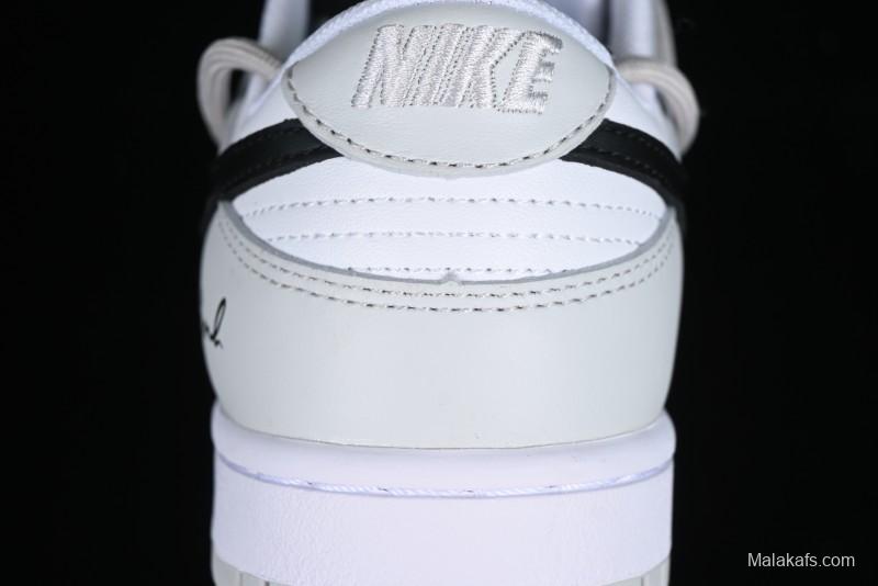 Nike Dunk Low Leather Letter High Street Deconstructed Black Grey SB Strap Low Top Casual Sneakers - DV0831-101