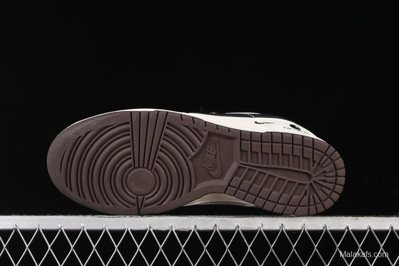 Nike SB Dunk Low Carhartt Collaboration - Off White Black Swoosh Anniversary Customized Low-Top Casual Skate Shoes - SJ1089-007