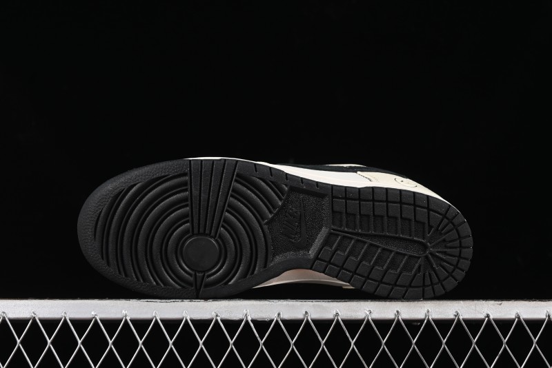 Nike SB Dunk Low Lightning Collaboration - Off White Black Double Swoosh Anniversary Custom Low-Top Casual Skate Shoes - XY1688-007