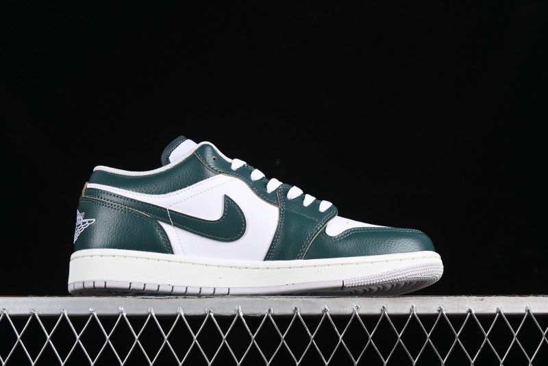 Nike Air Jordan 1 Low Retro Casual Sneakers in White Green - FQ7687-300