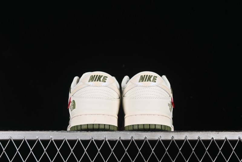 Nike SB Dunk Low Supreme The North Face Collaboration - Beige Green Reflective Swoosh Anniversary Custom Edition Low-Top Casual Skate Shoes - XX2025-638