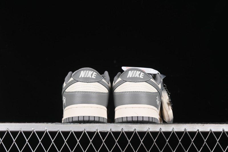Nike SB Dunk Low Stussy Collaboration - Midnight Grey Anniversary Custom Low-Top Casual Skate Shoes - BB9898-007