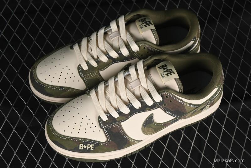 Nike SB Dunk Low Bape Collaboration - Jungle Camouflage Anniversary Custom Low-Top Casual Skate Shoes - CH6336-230