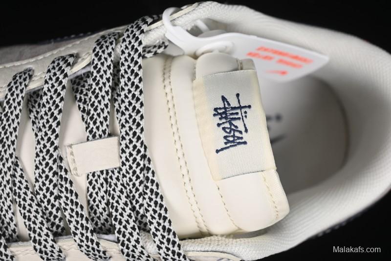 Nike SB Dunk Low Stussy Anniversary High-End Custom Sneakers with Blue Swoosh - SJ1089-003