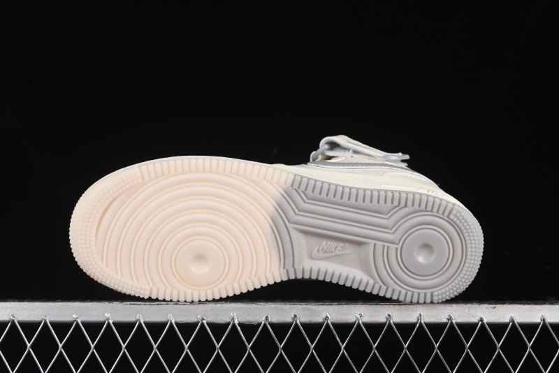 Nike Air Force 1 '07 Mid Casual Sneakers in Light Grey with 3M Reflective Details and Crystal Outsole - XL0236-232