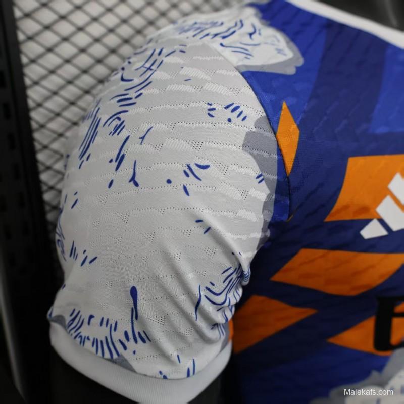 Player Version 25/26 Real Madrid Limited Edition Blue Orange Abstract Pattern Jersey