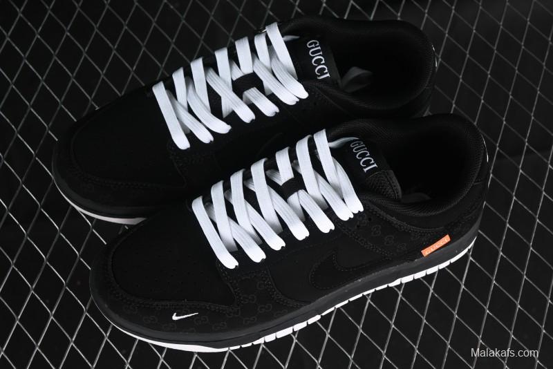 Nike SB Dunk Low Gucci Collaboration Dark Floral Pattern Anniversary Custom Low-Top Casual Sneakers - FC1688-140