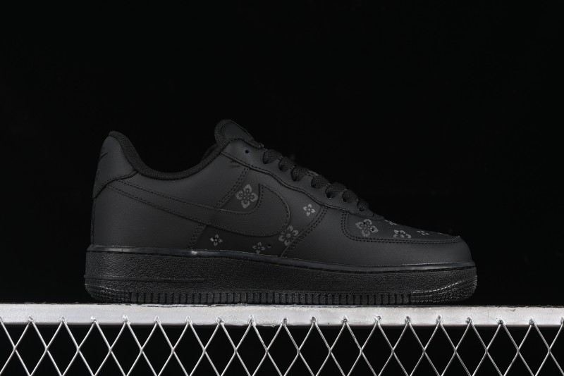 Nike Air Force 1 '07 Low LV Custom All Black Casual Sneakers - 315122-101