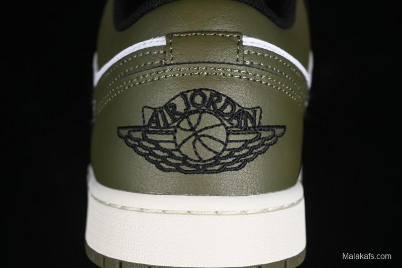 Nike Air Jordan 1 Low "Medium Olive" Casual Sneakers - 553558-092