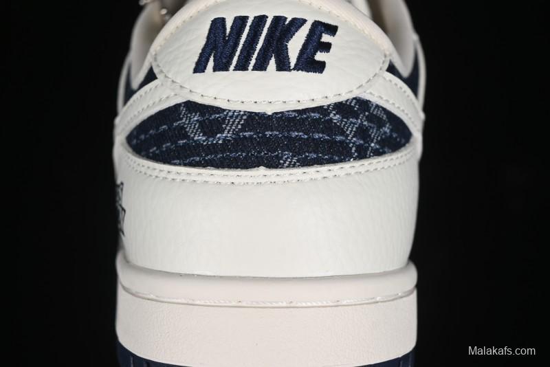 Nike SB Dunk Low LV Collaboration - Light Blue Denim Print Anniversary High-End Custom Low-Top Casual Skate Shoes - XB3802-359