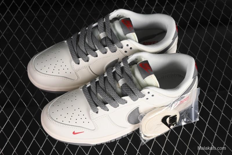 Nike SB Dunk Low Supreme Collaboration - Beige Canvas Swoosh Anniversary High-End Custom Low-Top Casual Sneakers - XX2025-108