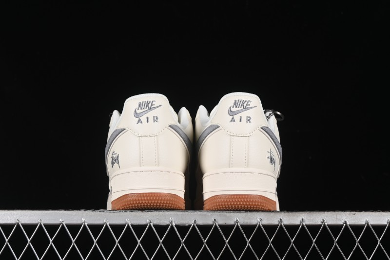 Nike Air Force 1 '07 Low Stussy Collaboration - Light Bone Gum Sole Casual Sneakers - XZ5688-003