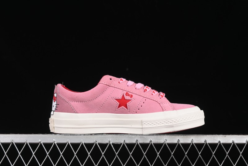 Converse One Star Hello Kitty Collaboration Low Top Casual Sneakers with Embroidered Bow - 362941C