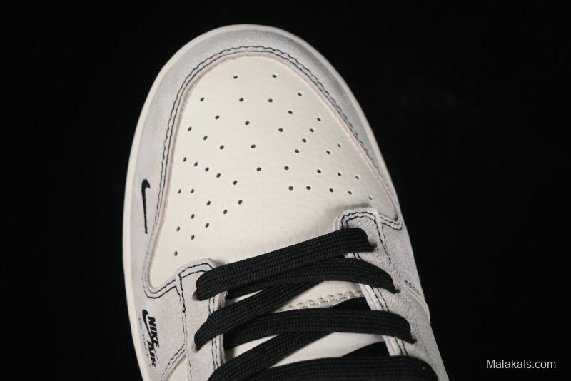 Nike SB Dunk Low SUP Collaboration - Gray White Black Swoosh Anniversary High-End Custom Low-Top Casual Skate Shoes - MM1089-019
