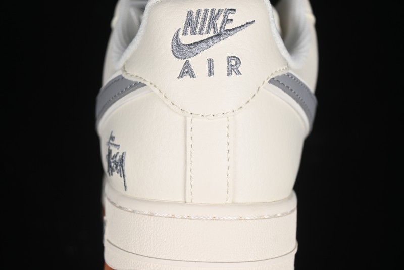 Nike Air Force 1 '07 Low Stussy Collaboration - Light Bone Gum Sole Casual Sneakers - XZ5688-003