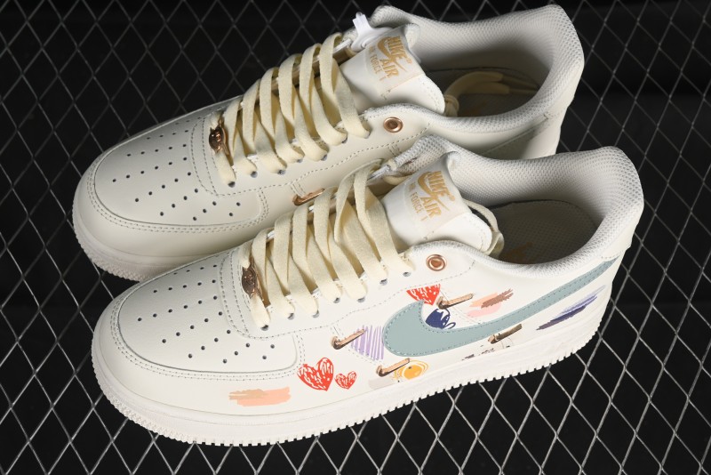 Nike Air Force 1 '07 Low Casual Sneakers with Mint Mambo Anime Theme and Gold Spray - ZH0316-040