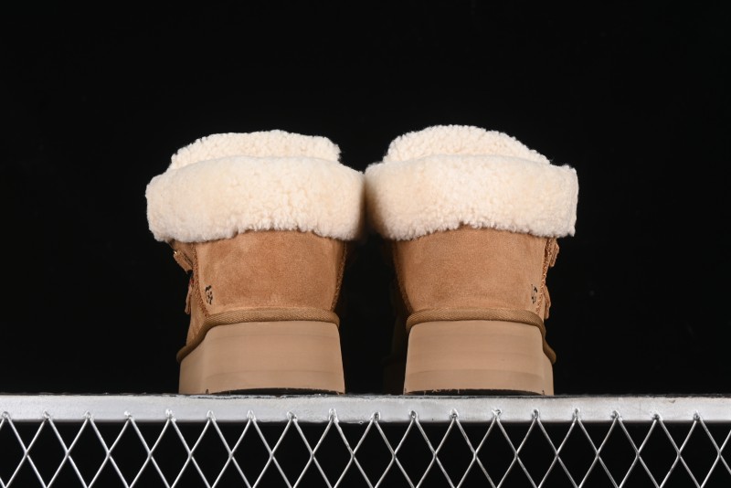 UGG Classic Mini II Fur Lace-Up Platform Short Boots with Treadlite Outsole - 1143954