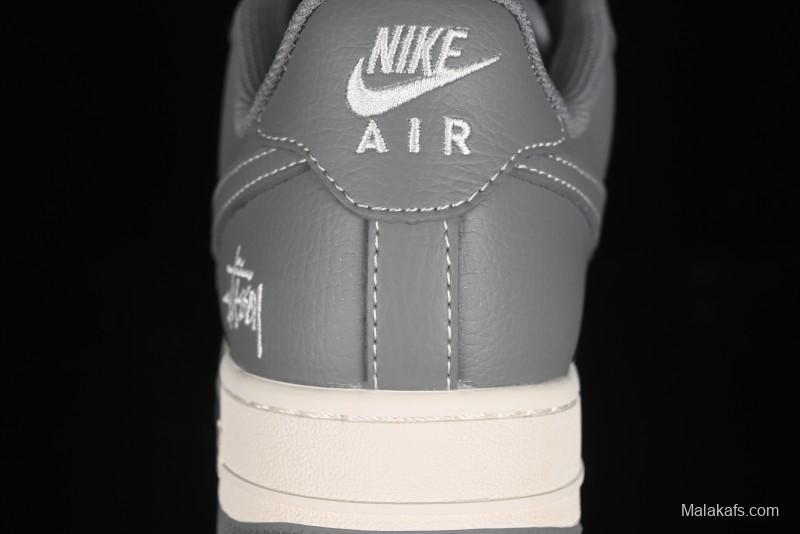 Nike Air Force 1 '07 Low Stussy Collaboration - Premium Gray Low-Top Casual Sneakers - BB5353-512