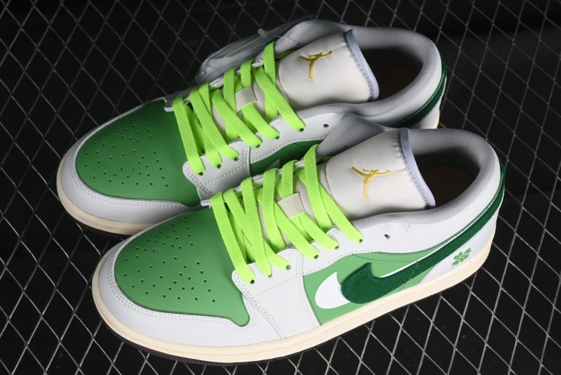 Nike Air Jordan 1 Low AJ1 White Green Double Hook Low-Top Retro Basketball Shoes - FZ5046-041