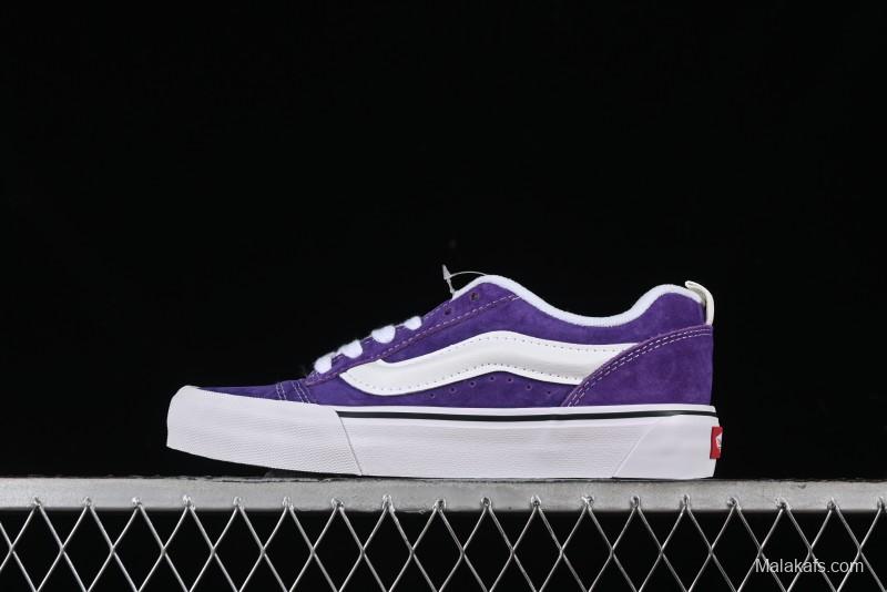 Vans Classics Knu Skool Full-Grain Leather Retro Sneakers with Chunky Silhouette - VN000CS0DRV