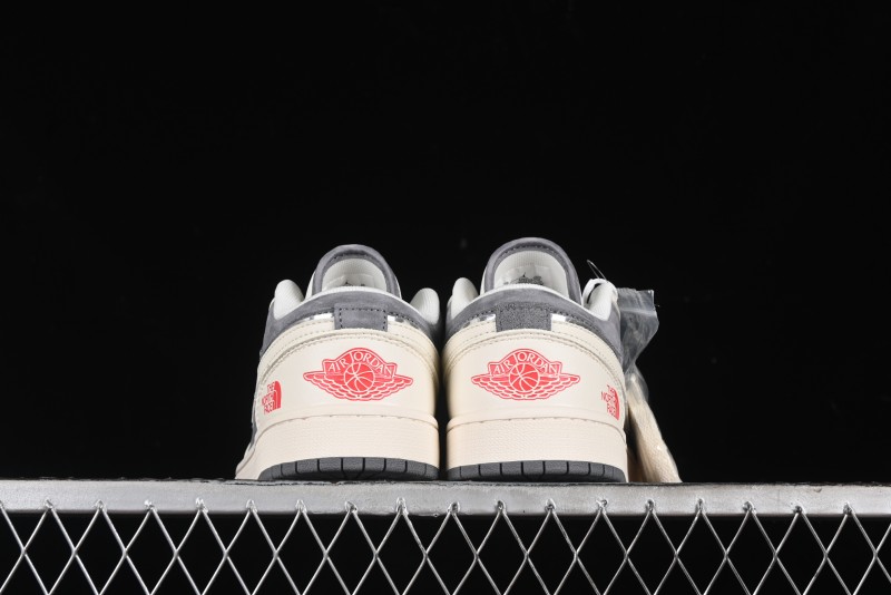 Nike Air Jordan 1 Low AJ1 The North Face Collaboration - Off White Grey Silver Trim Retro Basketball Shoes - SJ9950-039
